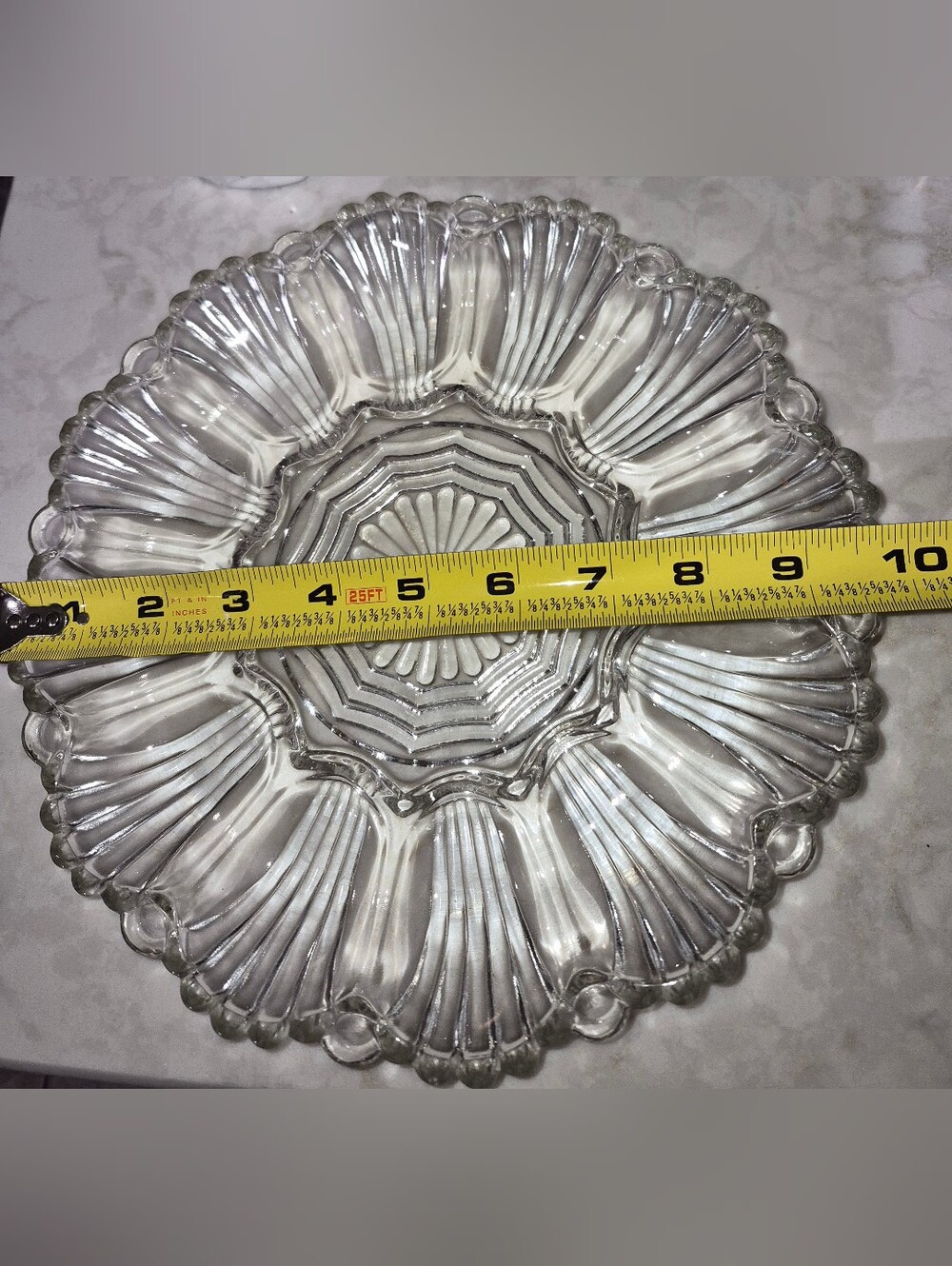 Vintage Anchor Hocking Pattern 896 Clear Glass Deviled Egg Plate (circa 1950s), - Picture 3 of 3